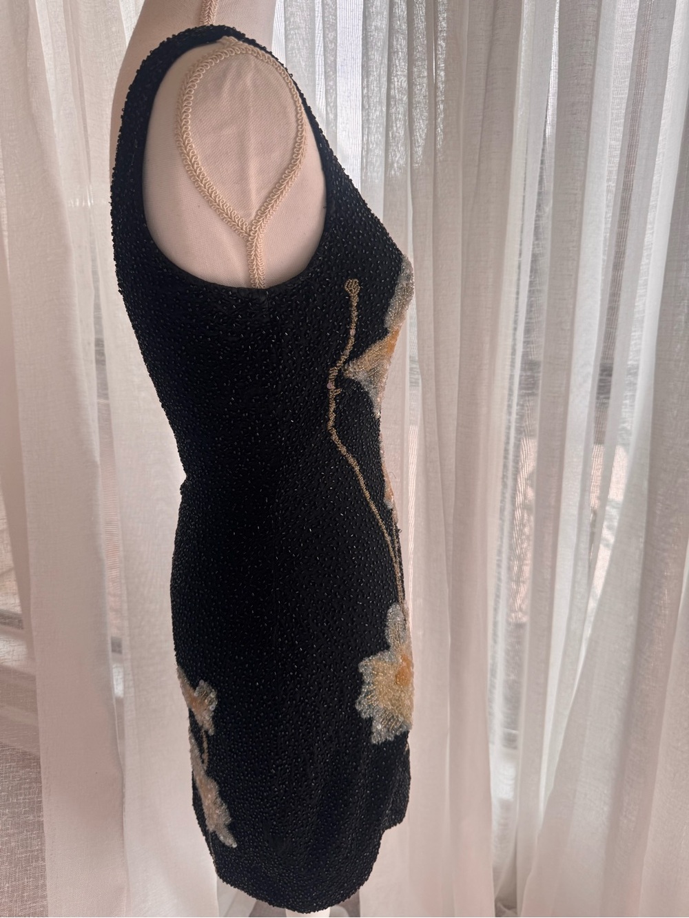 STAUD Beaded Floral Mini Dress Black Size S - Picture 4 of 9